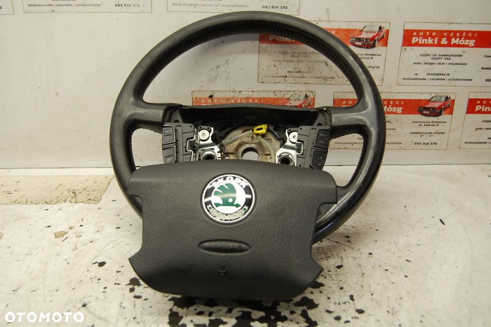 KIEROWNICA MULTIFUNKCYJNA SKÓRA PODUSZKA AIRBAG 3U0419091C 1U0880201D SKODA SUPERB I - 2