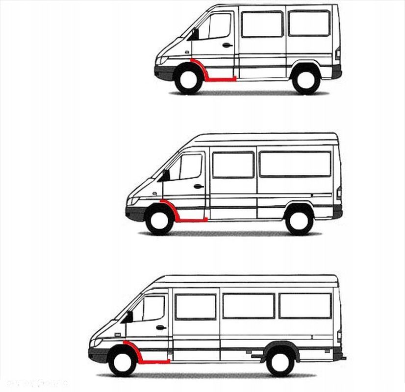 Próg + stopień + reperaturka nadkola MB Sprinter / VW LT 95 - 06 Lewa str. - 1