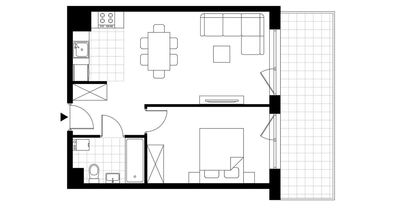 2-pokojowe mieszkanie 43m2 + balkon - Pełny obrazek: 3/23