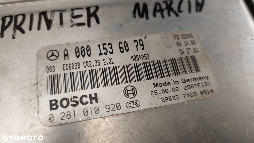 KOMPUTER STEROWNIK SILNIKA MERCEDES-BENZ  SPRINTER 2.2 CDI A0001536079 - 4