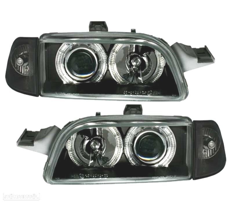 FARÓIS ANGEL EYES FIAT PUNTO 93-99 FUNDO PRETO - 1