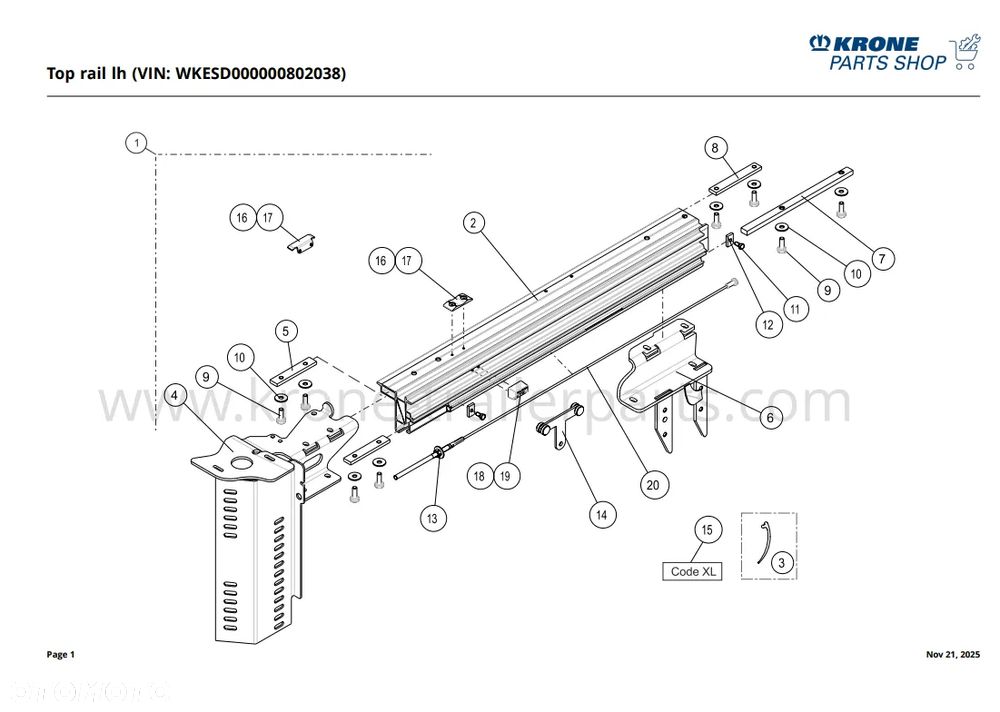 Szyna górna EDSCHA – KRONE - 9