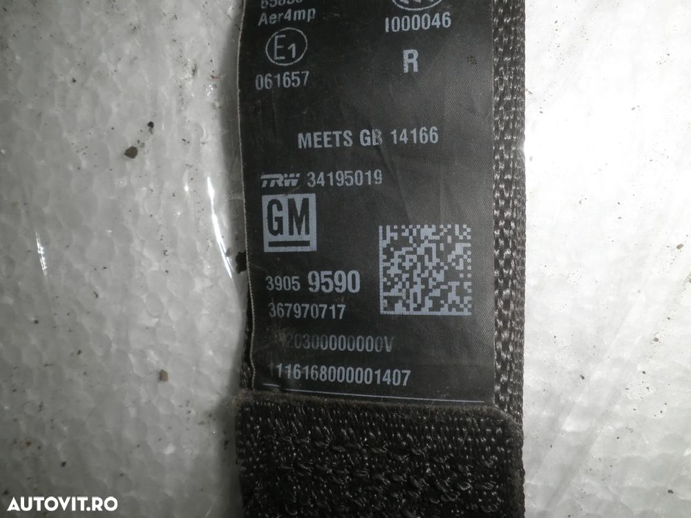 Centura dreapta spate Opel Astra K 34195017 39059589 34195017 34195019 39059590 - 6