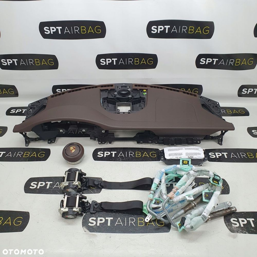 PORSCHE TARGA BRĄZ DESKA ROZDZIELCZA KONSOLA KOKPIT PULPIT PODUSZKI AIRBAG AIR BAG PASY KURTYNY KIT SET - 1