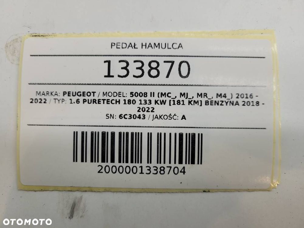 PEDAŁ HAMULCA PEUGEOT 5008 II 6C3043 EUROPA - 10
