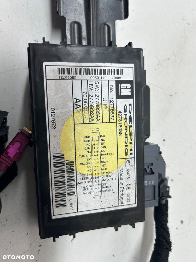 Saab 93 9-3 moduł UHP 12778837 telefonu kompletny z wiązką bluetooth - 2
