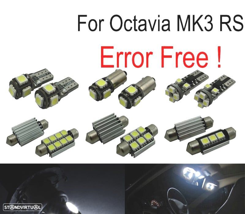 KIT COMPLETO 12 LAMPADAS LED INTERIOR PARA SKODA OCTAVIA 3 MK3 SALOON MK III 5E3 SEDAN RS TDI TSI 13 - 1