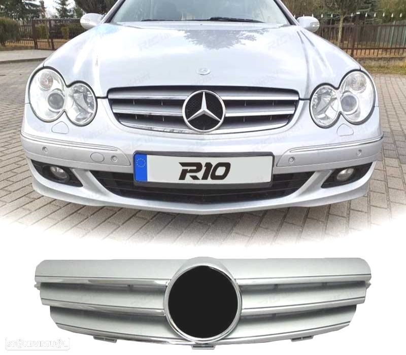 GRELHA FRONTAL MERCEDES CLK W209 02- PRATA CROMADO LOOK SPORT - 1