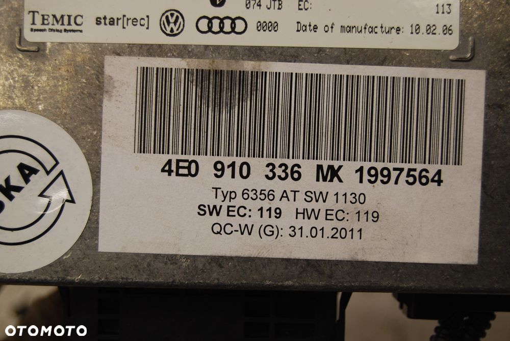 MODUŁ STEROWNIK BLUETOOTH 4E0910336MX AUDI A6 C6 A4 A5 4E0910336MK - 3