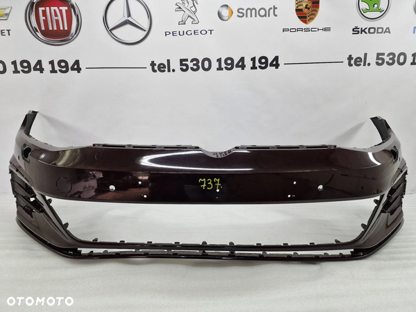 VW GOLF VII 7 5G0 LIFT GTI / GTD 16- ZDERZAK PRZEDNI PRZÓD NA SPRYSKI + 4X PDC , ŁADNY , BORDOWO - BRĄZOWY METALIK , NR 5G0807221LS , NR AUKCJI NZ737
