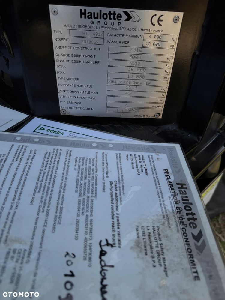 Haulotte HTL 4017 Ładowarka Teleskopowa Dźwig 17m. z Bocianem 22m. Łyżka szufla. widły z Hydraulicznym posuwem! Maszyna z Komuny Norweskiej! Jak Nowa z Salonu. DEKRA aktualna na cały osprzęt! Kamera + szybkozłącze! Bocian 5m. Szybka wolna jazda! Pełna Dokumentacja Serwisowa! Opony zero zużycia! Zero luzów i wycieków! Stabilizatory 2ośie. Wielka Okazja 3430 mtg! Webasto. Gniazdo 220v. Bogata Wersja Norweska - 12