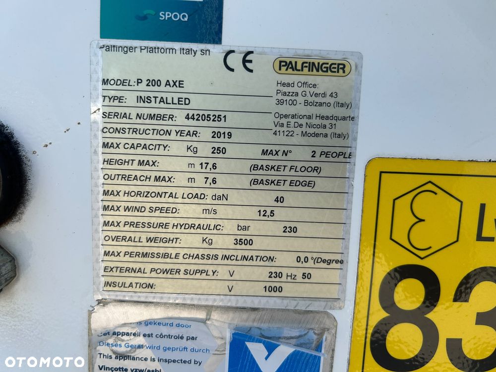 Nissan Podnośnik Koszowy Zwyżka Palfinger P200AXE Izolowany kosz !!! 20 metrów 10 w Bok UDT! Jak Wumag Ruthmann multitel Gsr - 9