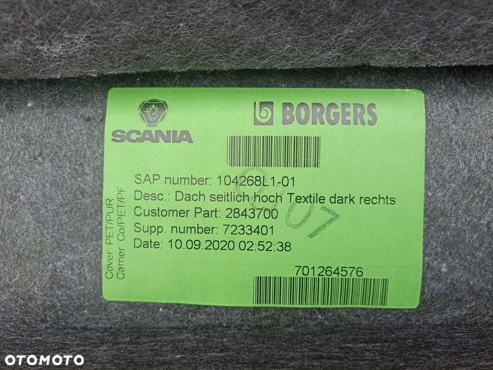 TAPICERKA SCANIA NOWY MODEL , 2843700 , NOWA ORYGINAŁ. - 3