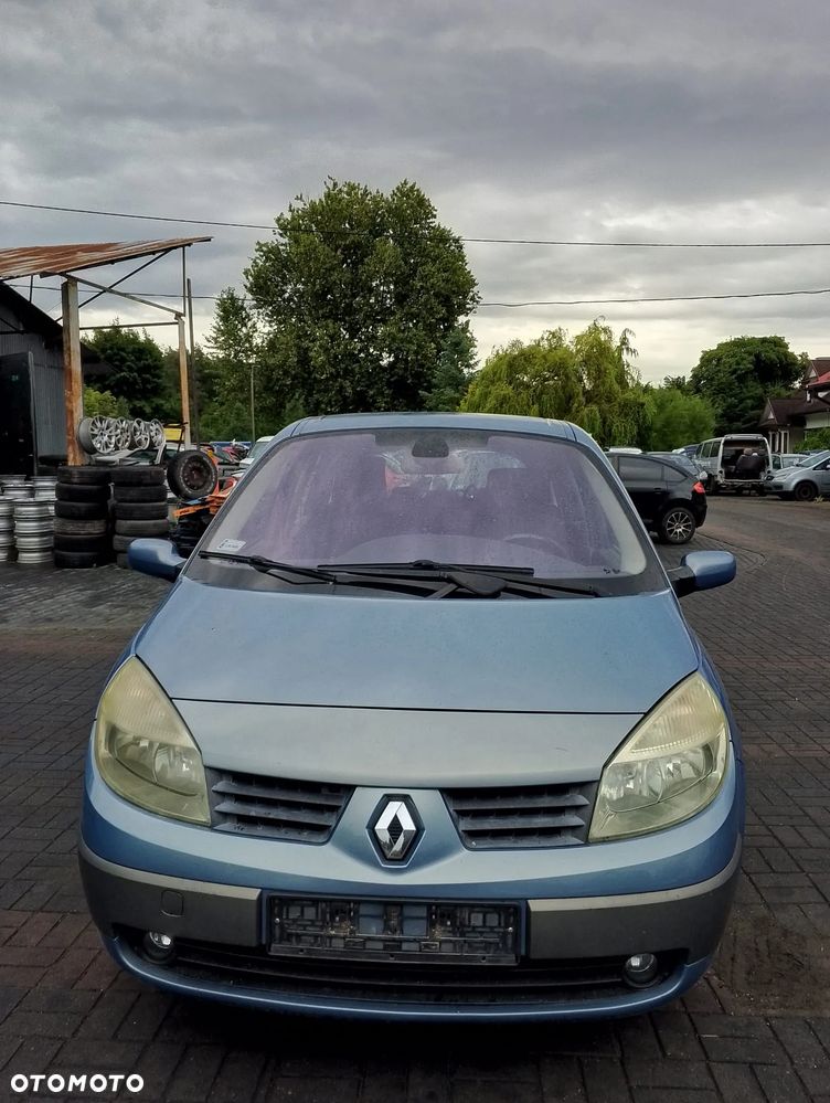KOMPLETNY PRZÓD Renault Megane Grand Scenic II (Przed Lift)  (03-06r.) TED47 / D47. Europa MASKA LAMPA ZDERZAK BŁOTNIK GRILL ATRAPA PAS PRZEDNI WZMOCNIENIE CZOŁOWE CHŁODNICA HALOGEN do założenia bez malowania - 1
