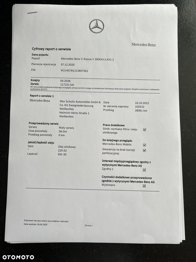 Mercedes-Benz Klasa V 300 d lang 9G-TRONIC Avantgarde Edition 2020 - 36