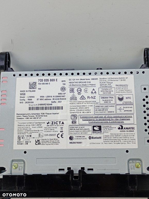 radio nawigacja navi wyświetlacz vw crafter II 7c man tge 2022r 7C0035869E - 2