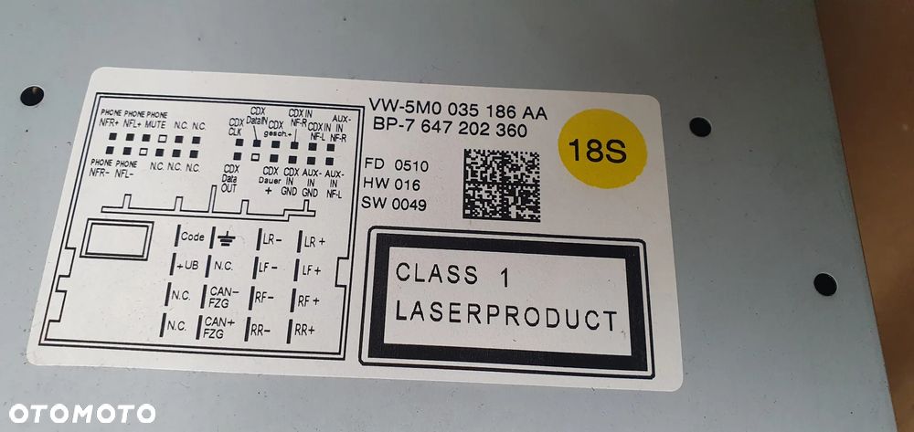 Radio radioodtwarzacz fabryczne KOD VW Golf VI 6 Plus 5M0035186AA - 10