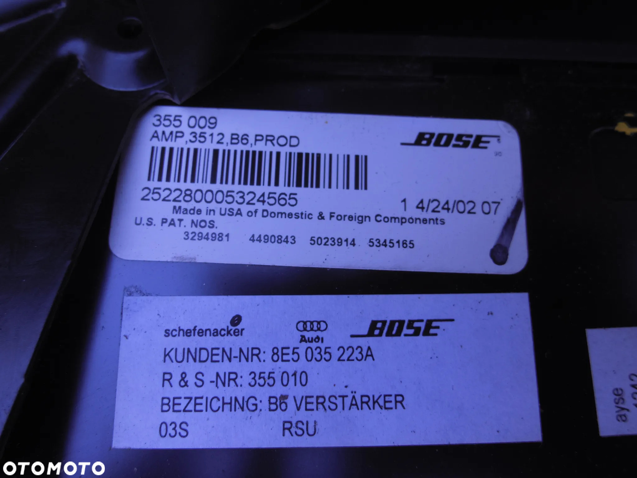 AUDI A4 B6 WZMACNIACZ BOSE 8E5035223A + UCHWYT MOCOWANIE WTYCZKA INSTALACJA - 4