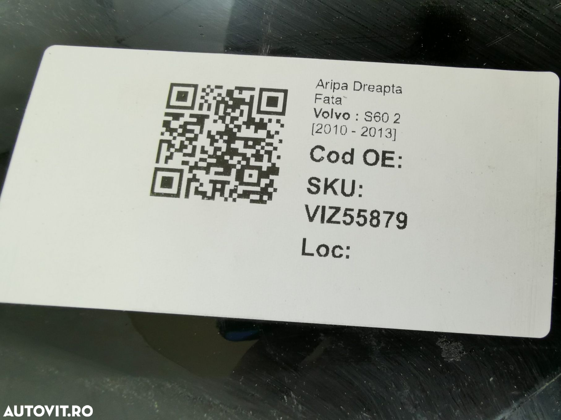 Aripa Dreapta Fata Volvo  S60 2 [2010 - 2013] Originala - 8