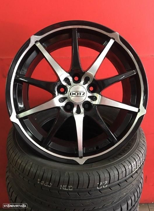 Jantes 17 Dotz f.5x112 pretas polidas 8x17 ET 48 usadas em bom estado com pneus - 1