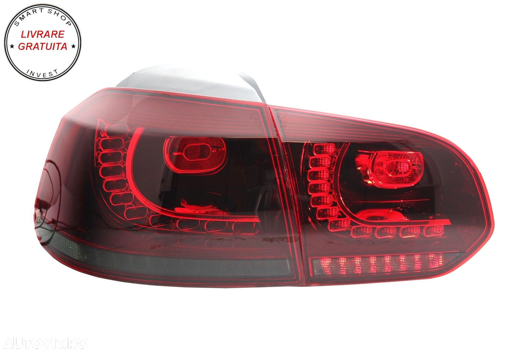 Stopuri Full LED VW Golf 6 VI (2008-2013) R20 Design Rosu Fumuriu cu Semnal Dinami- livrare gratuita - 7
