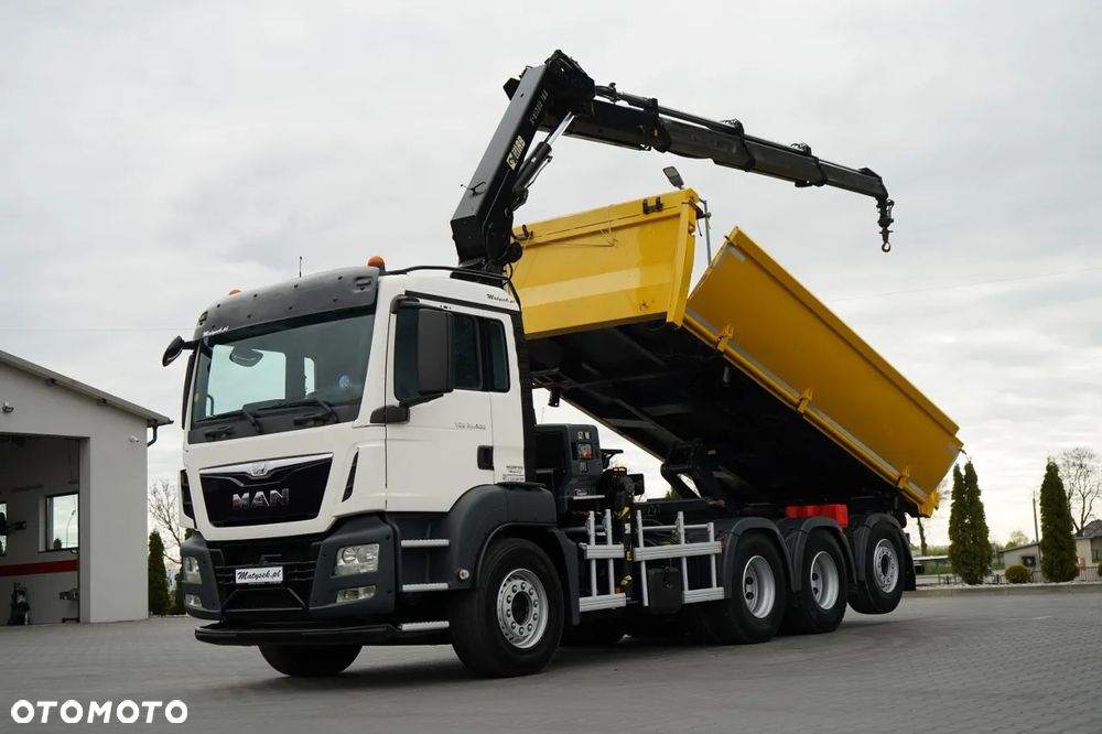 MAN TGS 32.400 / 8x4 / TRIDEM / WYWROTKA 2 STRONNA / HYDROBURTA / BORDMATIC + HDS HIAB 188 E-3D / ROTATOR  / PILOT / EURO 6 - 1