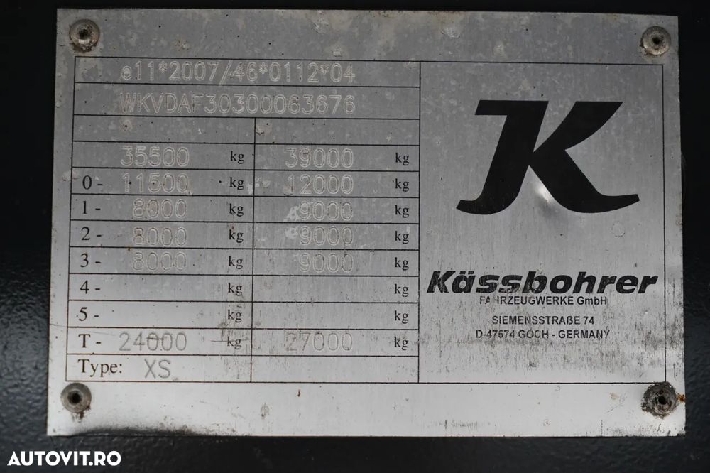 Kaessbohrer / SEMIREMORCĂ CU PRELATĂ (CURTAINSIDER) / STANDARD / AXE SAF / - 30