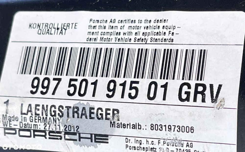 $ PORSCHE 997 911 LEWA PODŁUŻNICA WEWN 99750191501 - 16