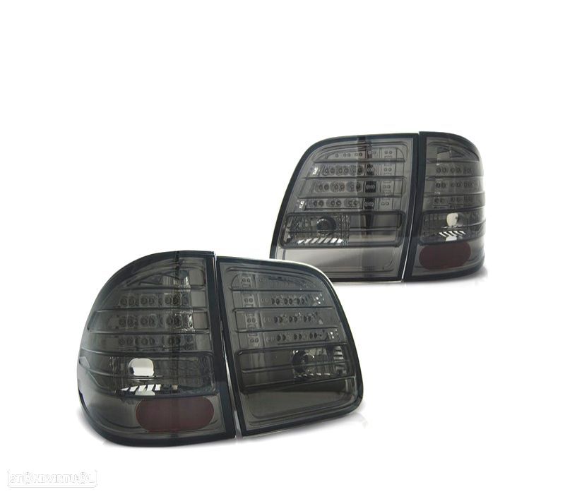 FAROLINS TRASEIROS MERCEDES CLASSE E W210 KOMBI 95-02 LED CROMADO FUMADO - 1
