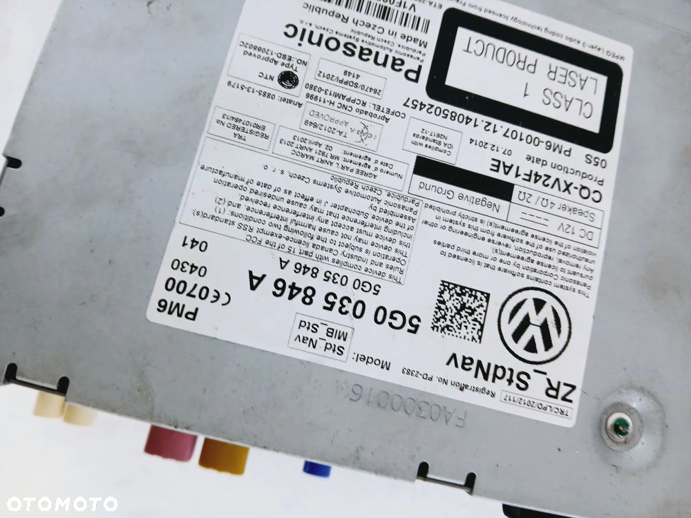 Radio Czytnik Kart SD Nawigacji Navi 5G0035846A VW Volkswagen OE - 6