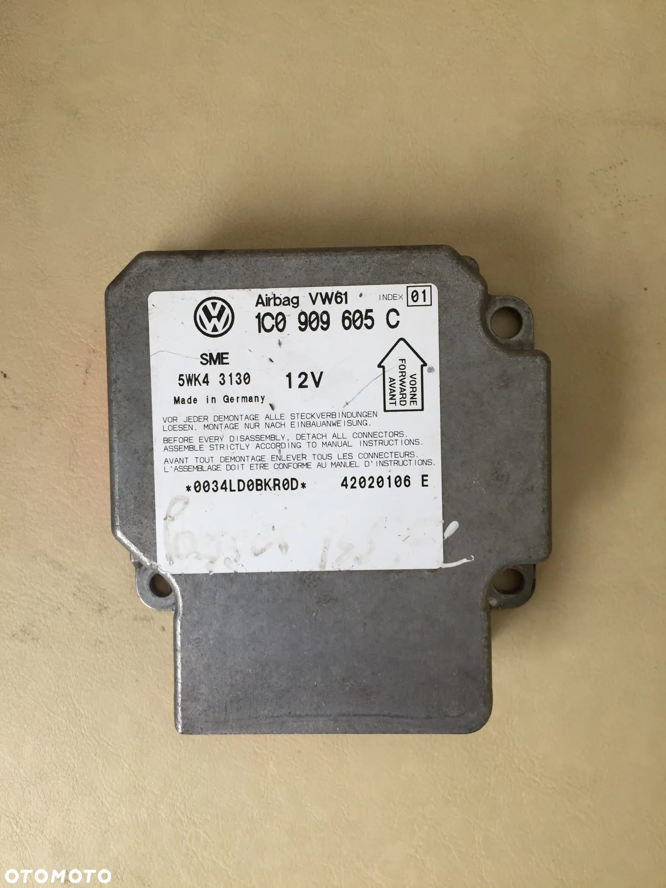 MODUŁ SENSOR AIRBAG SEAT AUDI SKODA VW 1C0909605B 1C0909605A 1C0909605C 1C0909601 1C0909605K - 3