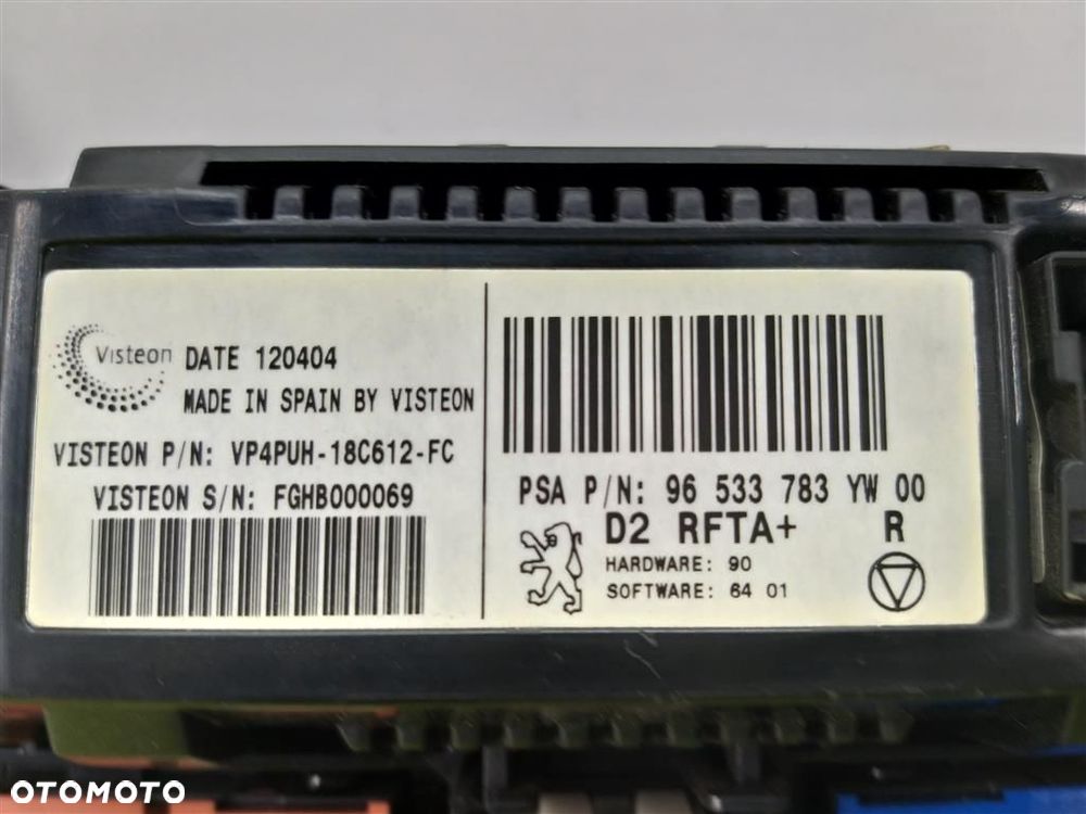 Panel NAWIEWU klimatyzacji Peugeot  407 2004-2011  96533783YW  96533783 - 2
