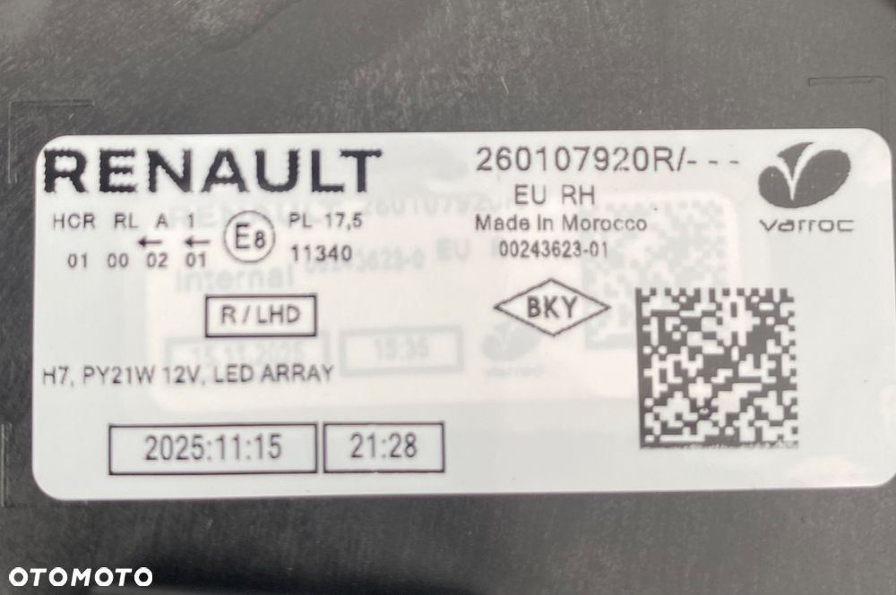DACIA Sandero III 3 Lift Logan Jogger 25-26r NOWA ! ORYGINALNA ! LAMPA PRZEDNIA PRAWA REFLEKTOR PRAWY PRZÓD LEDOWA led full led  260107920R biała biały środek  STEPWAY Wwa - 16