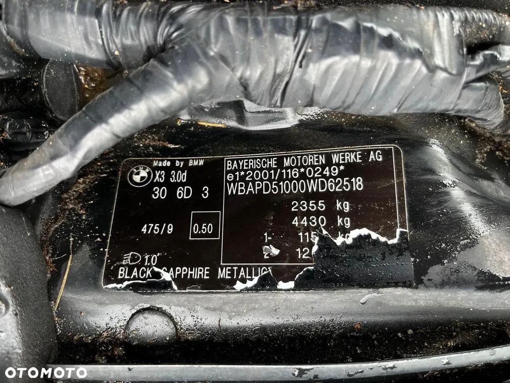 BMW X3 E83  3.0D 306D3 M pakiet black sapphire metallic na części - 12