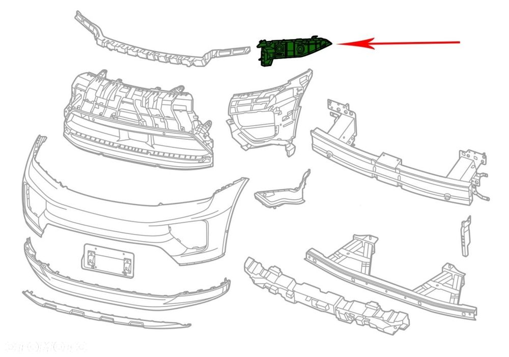 Ślizg Porsche Macan II 95c 24r.- NOWE lewe przednie mocowanie zderzaka wspornik oryginalne - 1