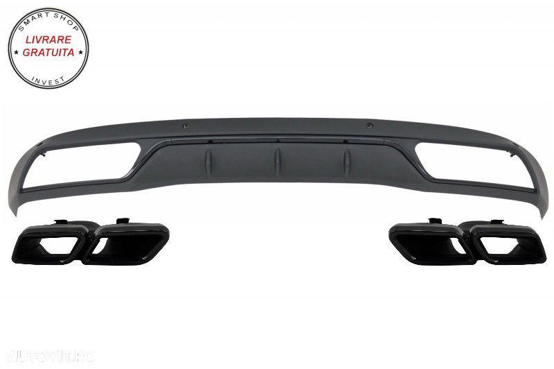 Difuzor Bara Spate cu Ornamente Evacuare Mercedes C-Class W205 S205 (2014-up) C63 - livrare gratuita - 1