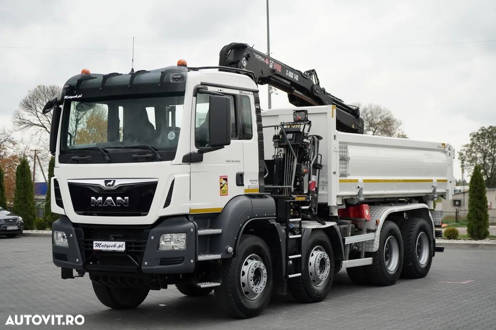 MAN TGS 35.420 / 8x4 / BASCULĂ CU DOUĂ LATE / HIDRODECKER / BORDMATIC + HDS HIAB 148 B-3 / Rază de acțiune 10 m / / GRAPPLE / NAVI - 8
