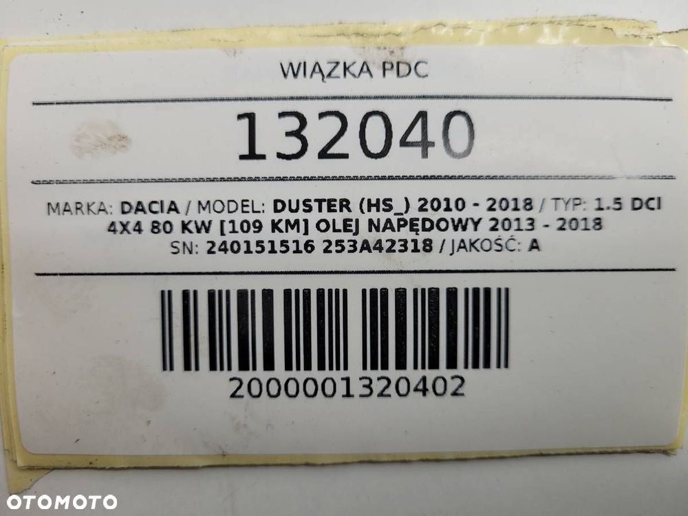 WIĄZKA PDC TYŁ DACIA DUSTER I LIFT 240151516 253A42318 - 8
