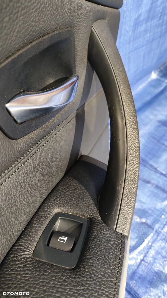 BOCZEK TAPICERKA DRZWI LEWY PRAWY TYŁ CZARNY SKÓRA DEKOR BMW E90 M-PAKIET - 12