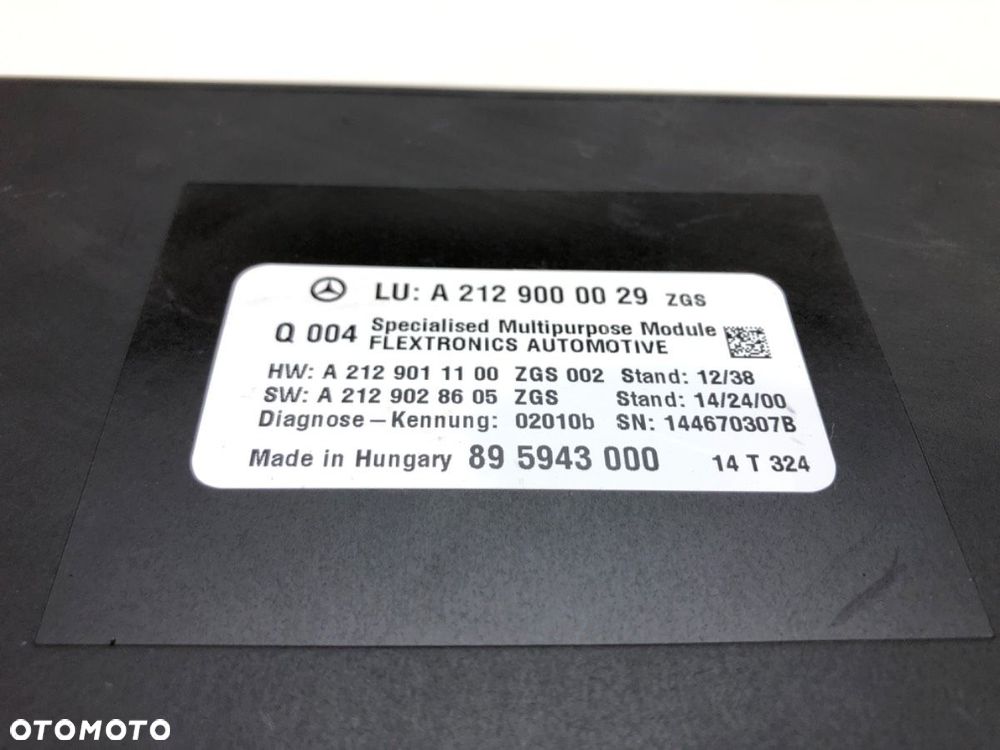 MODUŁ STEROWNIK - 198.00 PLN - MERCEDES-BENZ KLASA E T-Model (S212) 2009 - 2016 E 200 CDI / BlueTEC - 2