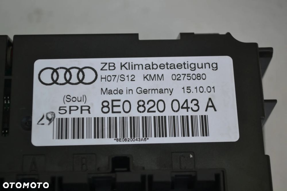 AUDI A4 B6 B7 PANEL STEROWANIA NAWIEWU OGRZEWANIA KLIMATYZACJI 8E0820043A - 3