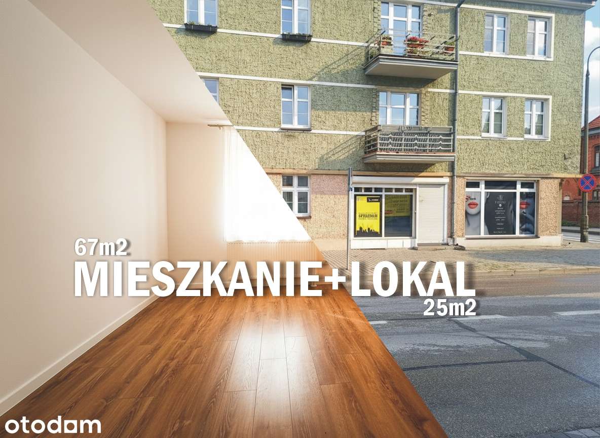 Mieszkane 67m2 plus lokal 25m2 w centrum Ełku