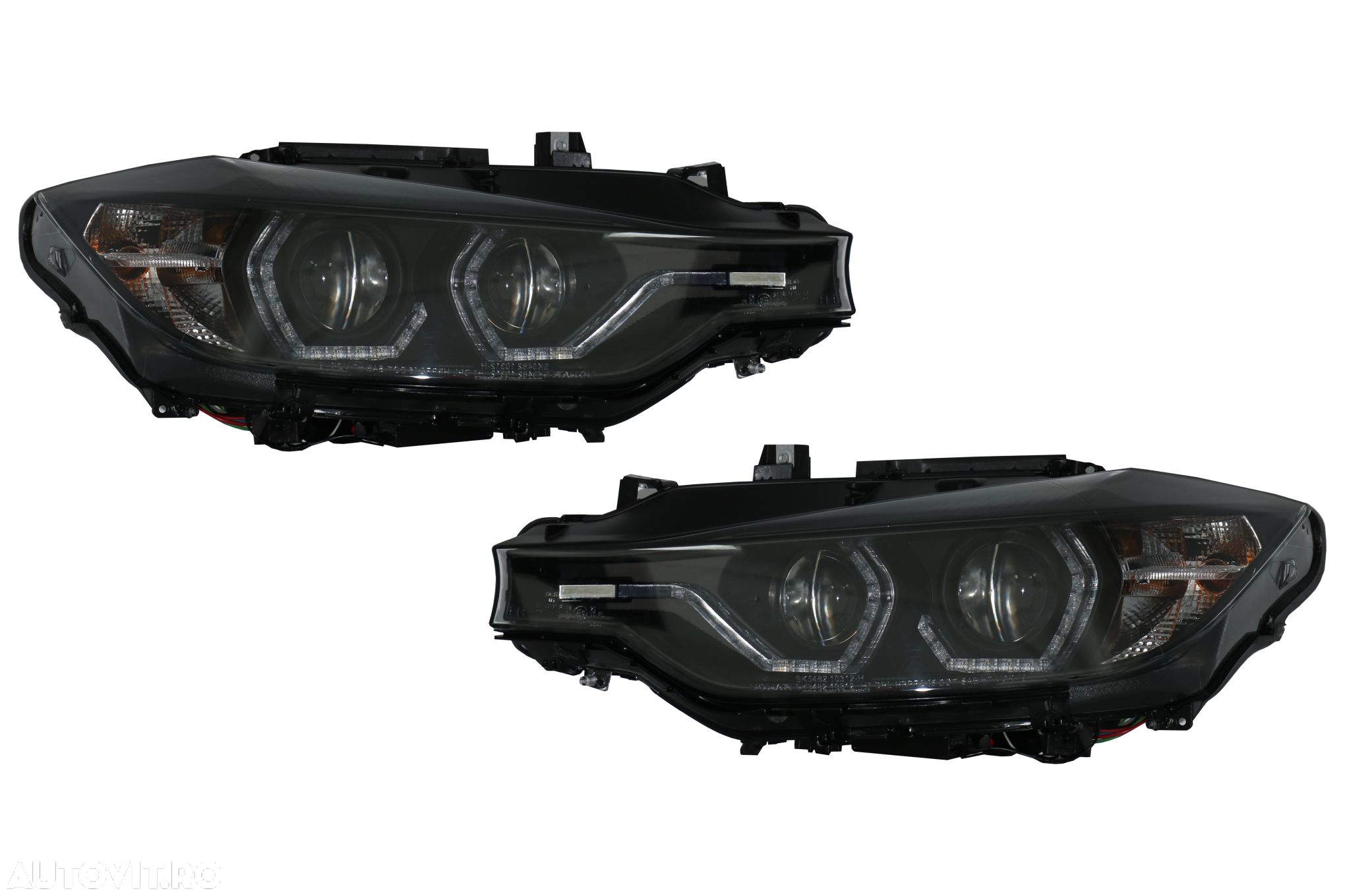 Faruri Full Angel Eyes LED DRL compatibil cu BMW 3 Series F30 F31 Seda - 2