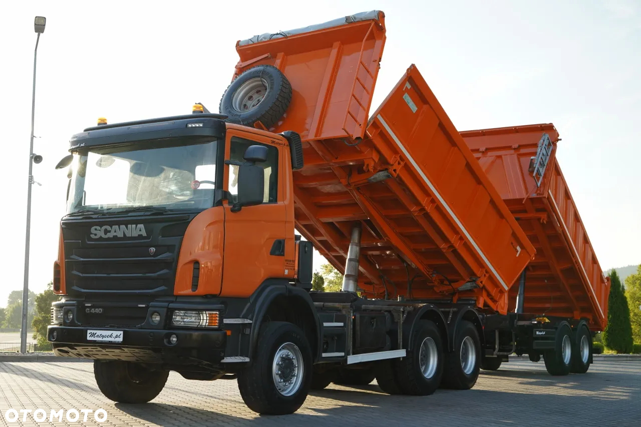 Scania G 440 / 6x6 / ZESTAW / WYWROTKA TRZY-STRONNA / 2X HYDROBURTA /PRZYCZEPA MEILLER / MANUAL - 2