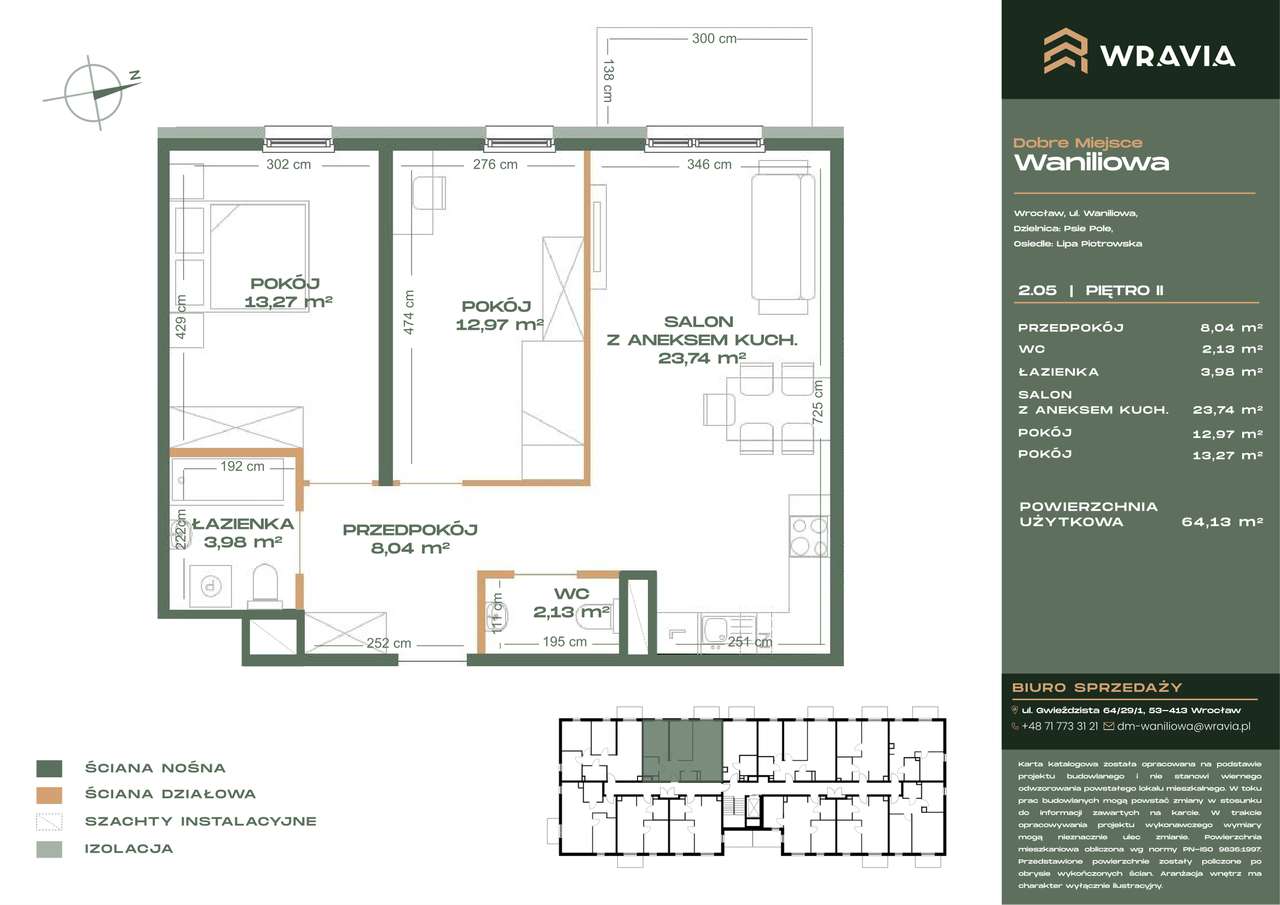 3 pokoje + balkon | 64,13 m2 | taras na dachu | ul. Waniliowa, BEZ PCC
