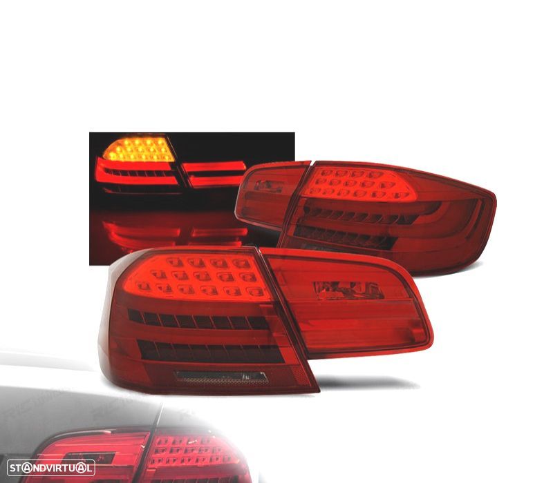 FAROLINS TRASEIROS BMW E92 06-10 LIGHT BAR FULL LED VERMELHO FUMADO - 1