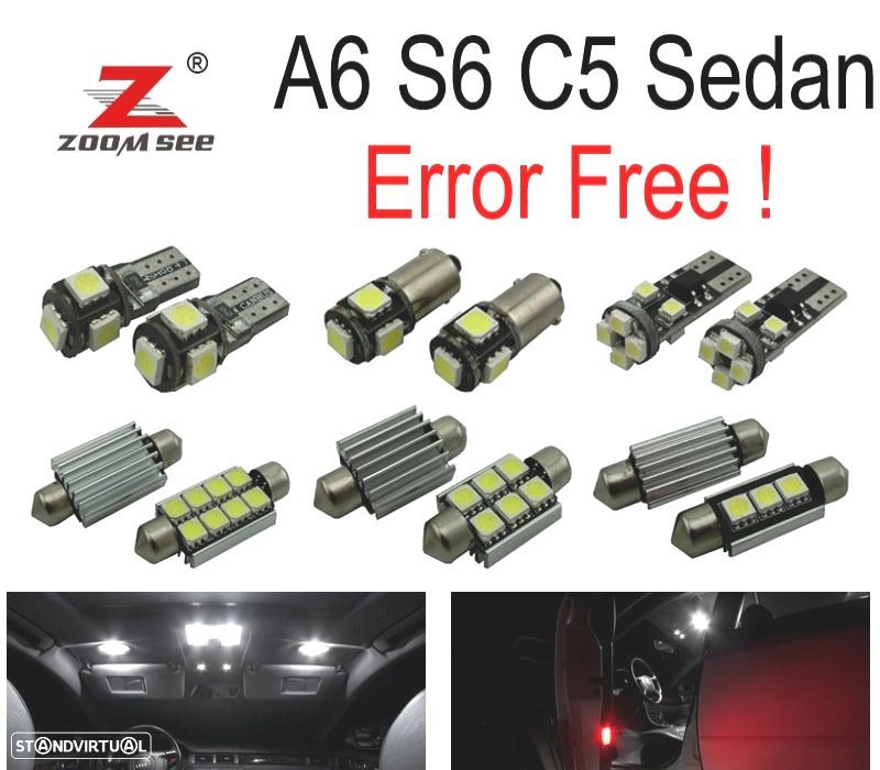 KIT COMPLETO DE 22 LÂMPADAS LED INTERIOR PARA AUDI A6 S6 C5 SEDAN SÃLO 1998-2004 - 1