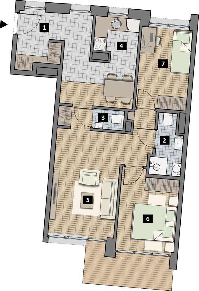 3-pokojowe mieszkanie 60m2 + balkon Bezpośrednio - Pełny obrazek: 2/16