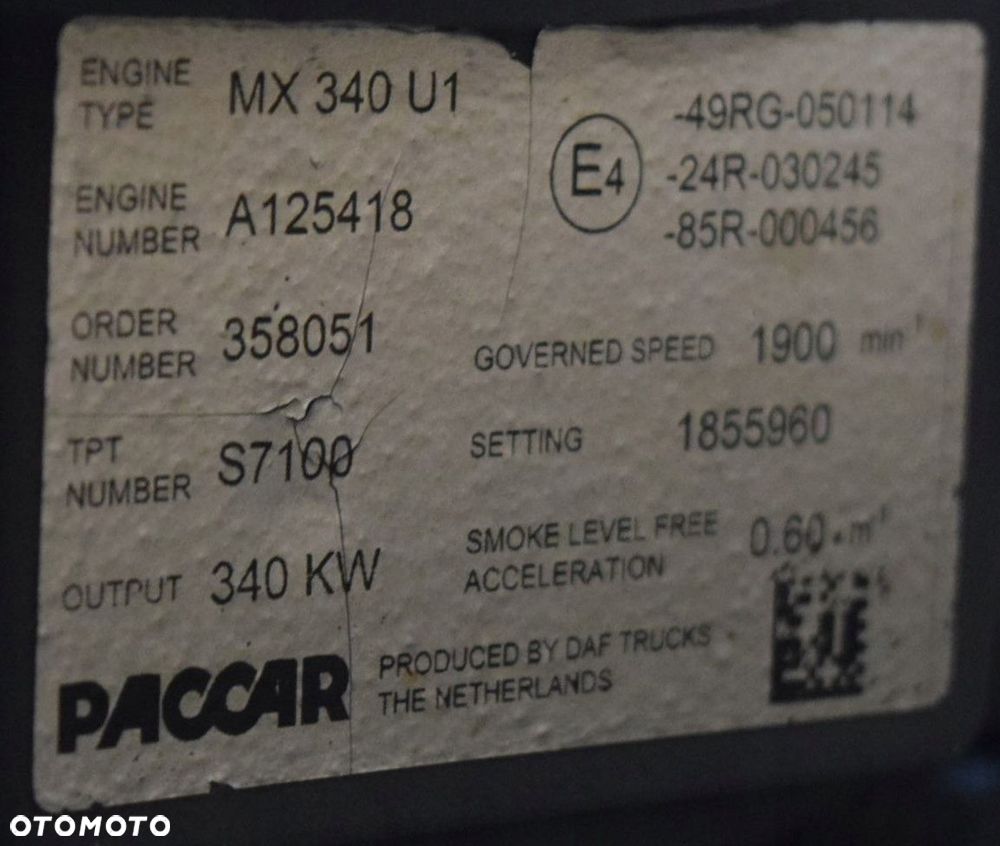 KPL SILNIK MX 340 DAF XF CF 105 460 KM 2013r E5 - 9