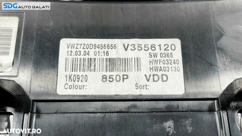 Ceas Ceasuri Cluster Instrumente Bord Volkswagen Golf 5 1.4 1.6 Benzina 2004 - 2008 Cod 1K0920850P [L6100] - 8